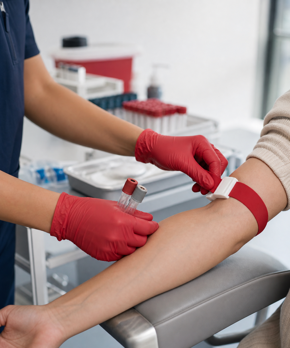 Phlebotomist at work